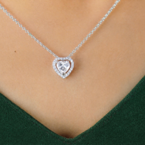 Elegant Heart Halo Pendant Necklace